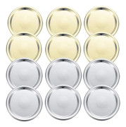 RUI* 12-pack vanliga burklock, Mason burklock, ringar för konservering 70 mm, läckagesäkra silverfärgade burklock av delad typ