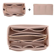 2022 Ny Organizer för kvinnor Filtinsatsväska för handväska Rese Innerficka Bärbara kosmetikaväskor Passar olika märkesväskor Beige 34X18X17CM