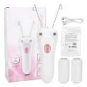 USB-laddningsbar elektrisk epilator med bomullstråd, ansiktshårborttagningsmaskin, rosa rosa