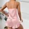 Dam 3-delat satinpyjamasset Camisole-linne och shorts pyjamasset med morgonrock Rosa Pink XL