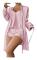 Dam 3-delat satinpyjamasset Camisole-linne och shorts pyjamasset med morgonrock Rosa Pink XL