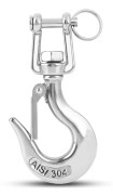 Heavy Duty Lifting Hook Load Pulling Lifting Chain Safety Hook Winch Trailer Steel Shackle Safety Latch Lifting Stainless 3/16 inch 150kgf