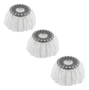 3-pack Premium Ersättningsmopphuvuden för 360° Roterande Rund Snurrande Magisk Mopp Mikrofiber (Vit)