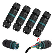 CCYKXA 4-pack IP68 Vattentät Elektrisk Kontakt - 3-polig Kontakt för 5-12mm Diameter Kabel, Utomhus Kopplingsdosa för Trädgård och Underjord/NC/