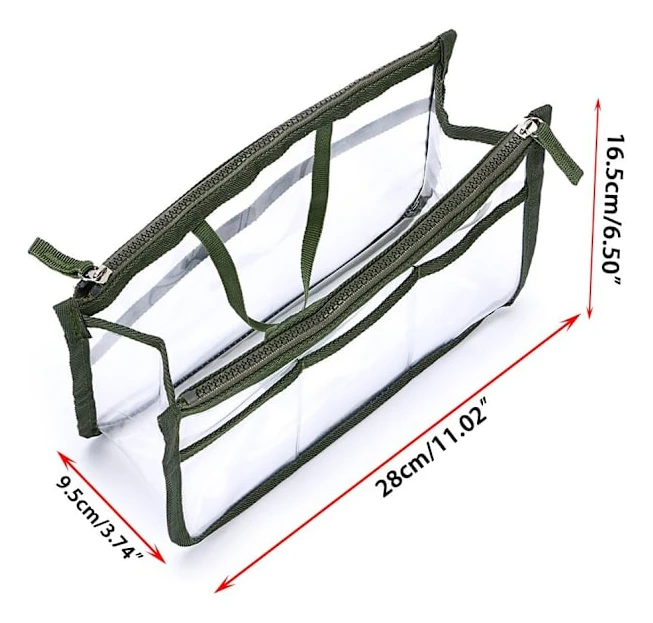 Transparent PVC Handväska Organizer med 8 Fack, Rese- och Sminkväska för Flickor och Kvinnor