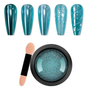 Krom Nagelpulver, Spegel Holografisk Nagelglitter Metalliskt Krompulver Reflekterande Glansigt Nagelpulver Pigment Manikyr