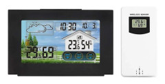 Trådlös digital inomhus utomhus väderstation termometer Hygrometer med väckarklocka Barometer Temperatur fuktighetsmätare, färgglad skärm