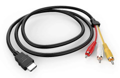 HDMI till RCA-kabel, 1080p 1,5m HDMI hane till 3-RCA Video Audio AV-kabelkontakt Adapter Sändare Kompatibel med TV HDTV DVD