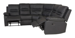 Hörnsoffa Recliner Alba - Svart Konstläder