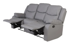 Soffa Recliner 3-sits Alba - Grå Konstläder