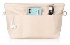 Handväskorganisatör, Väska Organisatör, Nylon med Nyckelring, Innerfickor, Vattentät för Handväskor Organisatör, beige, L cream L