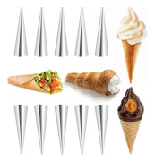 10-pack Cannoli Formar, Rostfritt Stål Iridescent Curl och Spiralformar för Croissanter och Bakverk, Baktillbehör