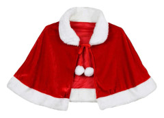 Jul Sammet Sjal Kappa Cape Fru Jultomte Kappa Robe Halloween Kostym Röd Barn Sjal-tfrf Barnsjal