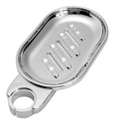 Hållbar klämma Tvålkopp Justerbar tvålkopp Duschstång Glidplattor 12,5 x 8 cm Slät silver tvålkopp