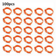 100 st Justerbara Fågelbensringar för Identifiering av Fjäderfä, Numrerade 001-100, Orange, Kompatibla med Kycklingar, Ankor och Fåglar