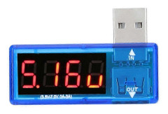 2 pcs USB Power Voltage Tester Voltmeter Ammeter Portable for Mobile Phone Charger Blue