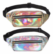 2 st Nya holografiska midjeväskor med laser GULD & SILVER gold&silver