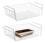 Förvaringskorg för hylla, 2-pack hängande korg metall hängande korg hylla under skåp hängande korg metallkorg organizer hylla hängande korg