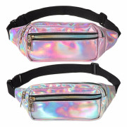 2 st Nya holografiska midjeväskor med laser ROSA & SILVER pink&silver