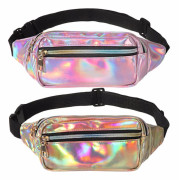 2 st Nya holografiska midjeväskor med laser GULD&ROSA gold&pink
