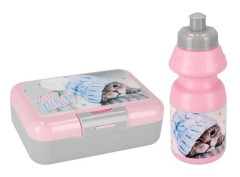 Zestaw Bidon 350ml Pudełko śniadaniowe Kotki