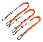 Elastisk säkerhetslina med karbinhake – 3 stycken i synlig nylon – Längd 80 cm, lastkapacitet 6,8 kg – Enkel verktygsinstallation