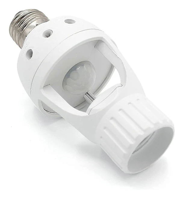 E27 Glödlampssockel - PIR Rörelsedetektor - Kompatibel LED-lampa - Automatisk På - 3 Inställningar - Vit
