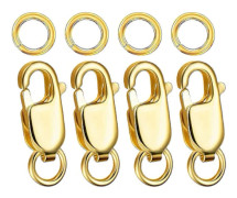 4 st Klo-klämmor 12mm 18k Guld Öglor Smyckestillverkning Lås Hummerlås