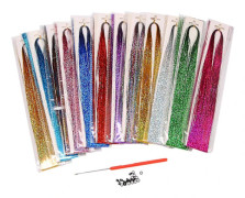 Hårglitter Slingor Kit, Glitter Hårförlängningar, Fairy Hair Tinsel Kit För Kvinnor Flickor Med Verktyg (