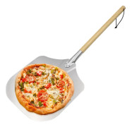 Pizzaspade med trähandtag, 35 cm aluminiumspatel för ugn, kompatibel med professionell pizzabakning