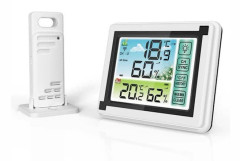 /HH/Väderstation Inomhus Utomhus Trådlös Digital Termometer Hygrometer Temperaturmätare Luftfuktighetsmätare Väderklocka Hygrometer