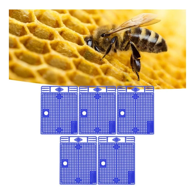 5 Reusable Queen Bee Isolators, Portable Beekeeping Introduction Cage, Blue - Compatible with Beekeeping Tools