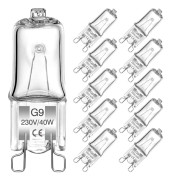 AIDUCHO G9 Halogenlampor 40W, 2-Pin Transparent Kapsel, Varmvit 2700K, Dimbar - Kompatibel med Philips (10-pack)