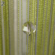 1x2m Snöre Gardin Pärlor Panel Fransen Avdelare Draperi Rum Dörr Fönster Dekor Green