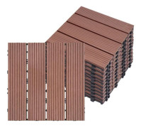 Dalle av sol WPC - LZQ - 30 x 30 cm - Träutseende - Kan anpassas - 11 st - Brun