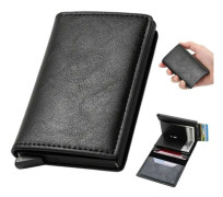 Pop-up Card Holder with RFID Protection PU Leather Black