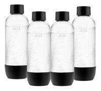 4-pack AGA AQVIA PET-flaska, 1L, Svart