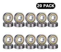 20 stycken 608 ZZ kullager, 608ZZ metall dubbelskärmad miniatyr djup spår skateboard 3D-skrivare kullager (8 x 22 x 7 mm)
