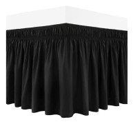 Bed Valance Elastic Bed Skirt Black-FX-