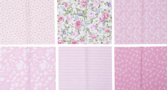 6 st DIY Handarbete Tryckt Bomull Sömnad Quiltning Hantverk Tygset Rosa 25x20cm
