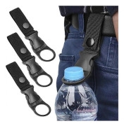 3-pack Bottle Hanger with Buckle, Portable Water Bottle Ring Holder for Mineral Water Bottle (Black)