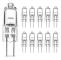 10-pack 20W G4 Halogenlampor, 12V Lågspänning, Varmvit 2700K, 300LM, Transparent Kapsel, Kompatibel med Philips