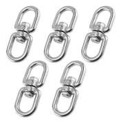 M6 Dubbel Ändad Vridring, 304 Rostfritt Stål Vridring, Vridkrok, Sandsäck Hundkedja Vrid, Hängande Gunga (5-pack)