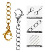 Halsbandsförlängare, 10 st Rostfritt Stål Guld Silver Halsband Armband Fotlänk Förlängningskedjor Halsbandsförlängare