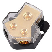 Strömfördelningsblock, 1 Ingång 0/2/4 Gauge till 2 Utgångar 4/8 Gauge för Bilstereoförstärkare