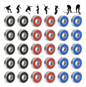Friction-free carbon steel ball bearings for skateboard longboard scooter roller skates black red blue 30 pcs