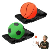 Gummibollar med band, 2 stycken elastiskt rep returboll gummiband med handledsrem för sport