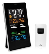 Trådlös väderstation med utomhussensor, digital display inomhus utomhus termometer hygrometer, kompatibel med Philips, svart, 5,5 "
