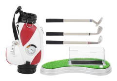 Golfbag Pennställ Klocka Kortfodral Skrivbordsdekoration Gåva för Golffantaster