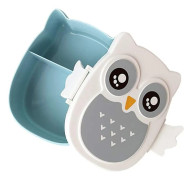 Cartoon Owl Lunch Box with Dividers, 16 x 14.7 x 7.5 cm (Blue)